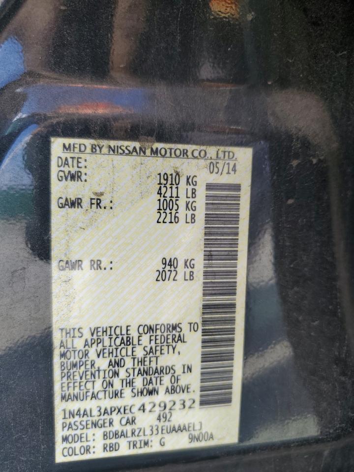 2014 Nissan Altima 2.5 VIN: 1N4AL3APXEC429232 Lot: 82072565