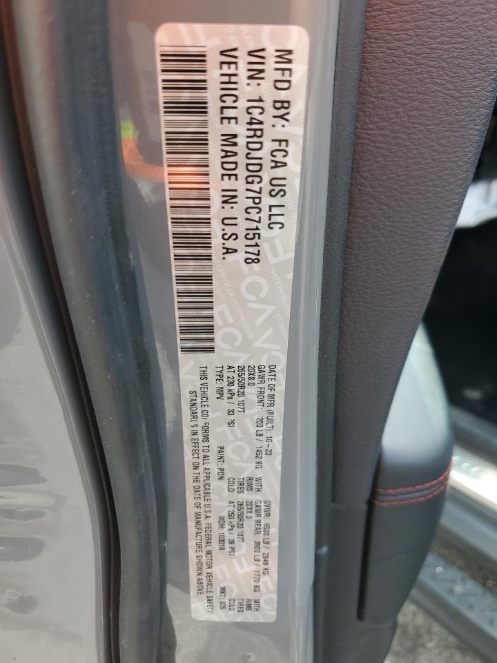 2023 Dodge Durango Gt VIN: 1C4RDJDG7PC715178 Lot: 69810425