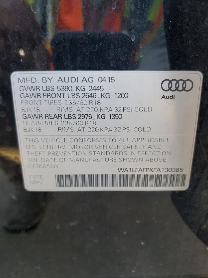 2015 Audi Q5 Premium Plus VIN: WA1LFAFPXFA130385 Lot: 81197315