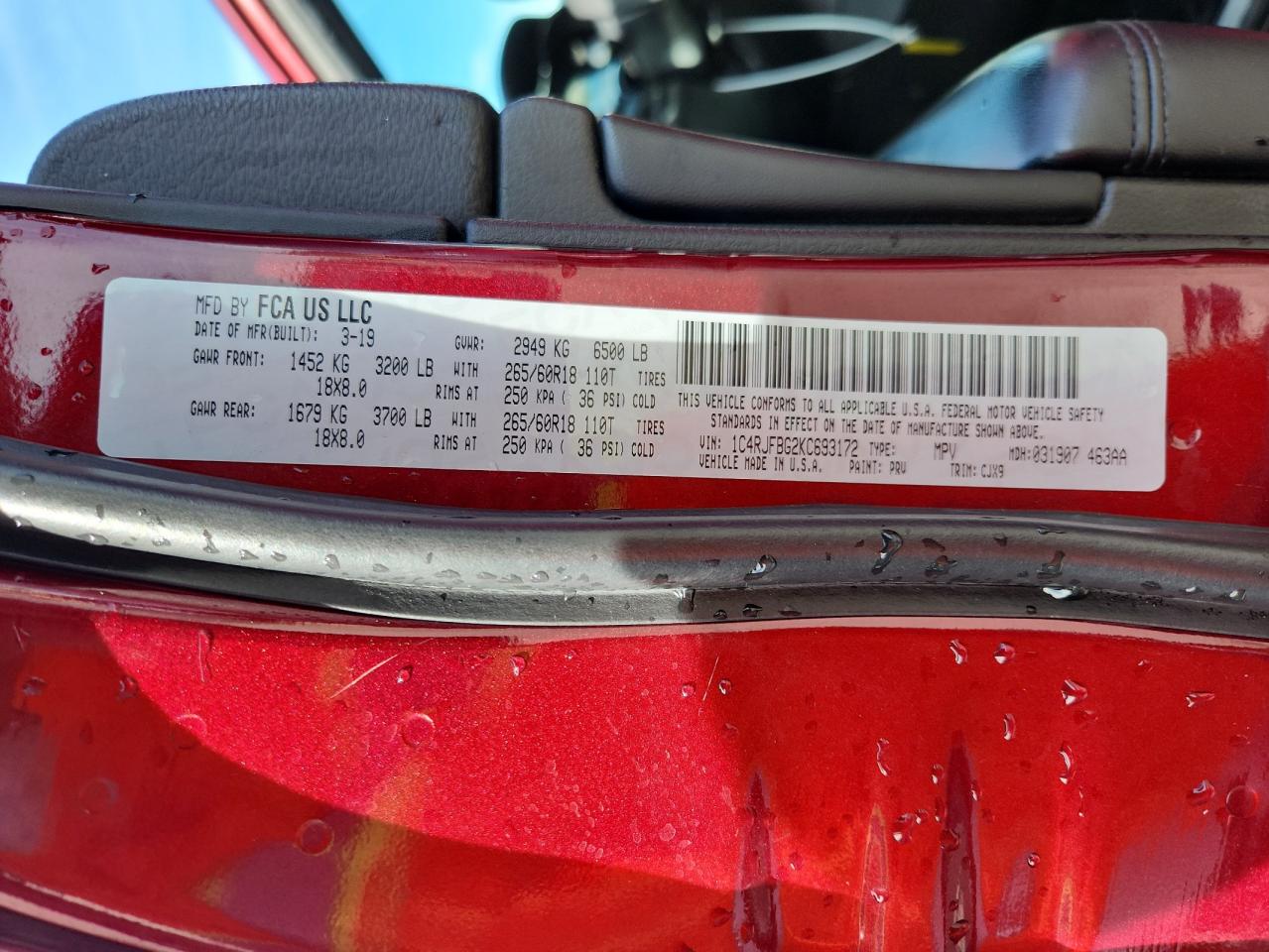 2019 Jeep Grand Cherokee Limited VIN: 1C4RJFBG2KC693172 Lot: 84208455