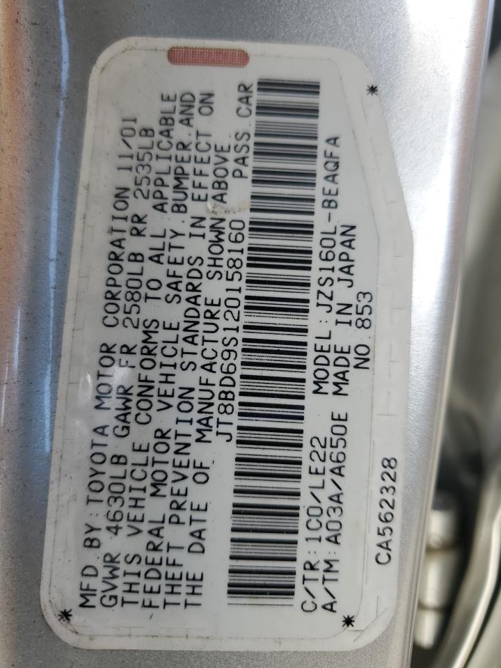 2002 Lexus Gs 300 VIN: JT8BD69S120158160 Lot: 71652005