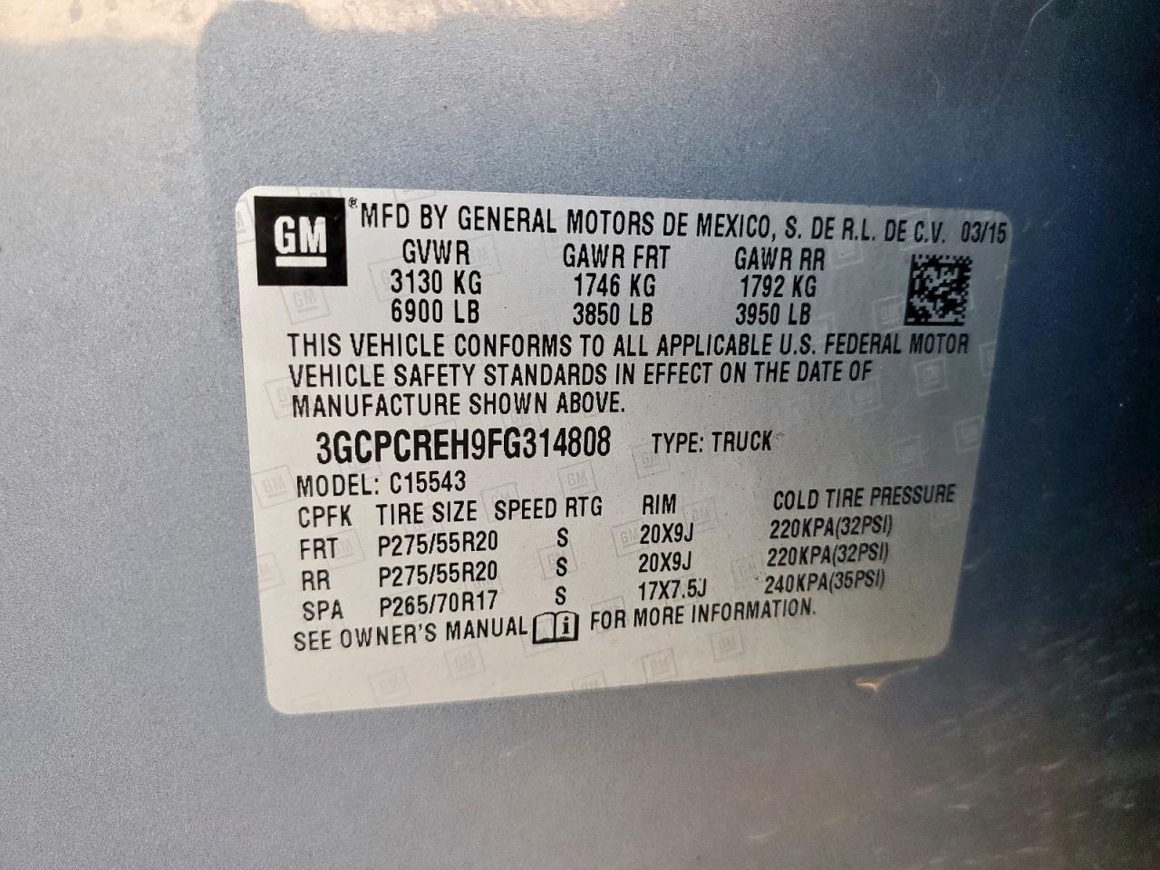 2015 Chevrolet Silverado C1500 Lt VIN: 3GCPCREH9FG314808 Lot: 80745385