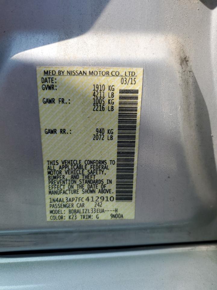 2015 Nissan Altima 2.5 VIN: 1N4AL3AP7FC412910 Lot: 81247585