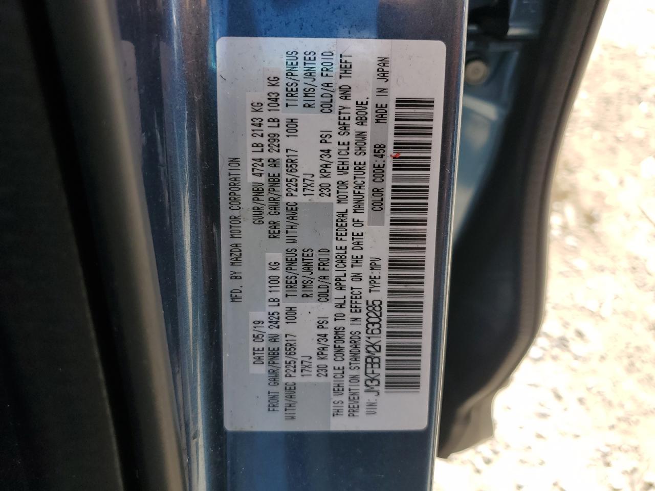 2019 Mazda Cx-5 Sport VIN: JM3KFBBM2K1630285 Lot: 71077725