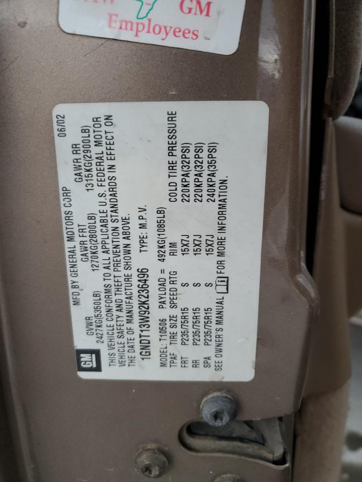 2003 Chevrolet Blazer VIN: 1GNDT13W92K236496 Lot: 84549385