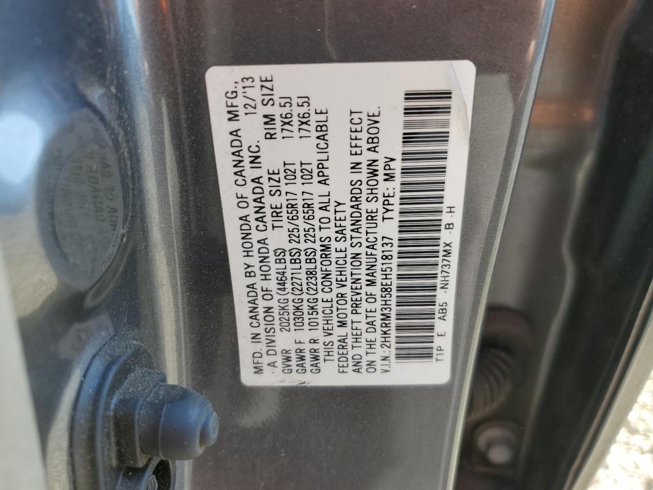 2014 Honda Cr-V Ex VIN: 2HKRM3H58EH518137 Lot: 81608285