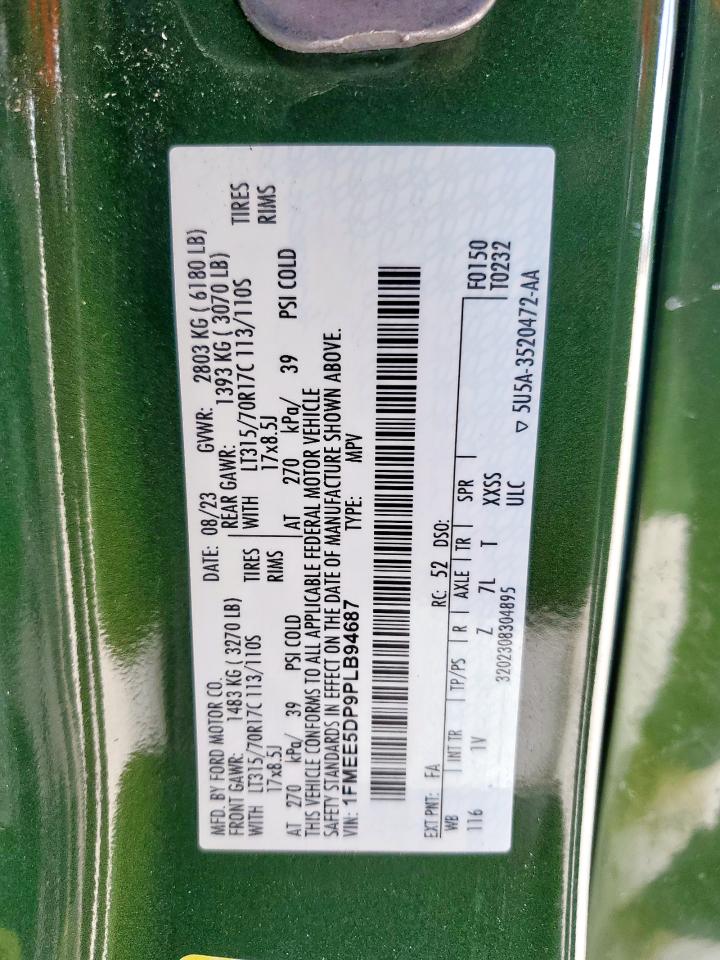 2023 Ford Bronco Base VIN: 1FMEE5DP9PLB94687 Lot: 84886805
