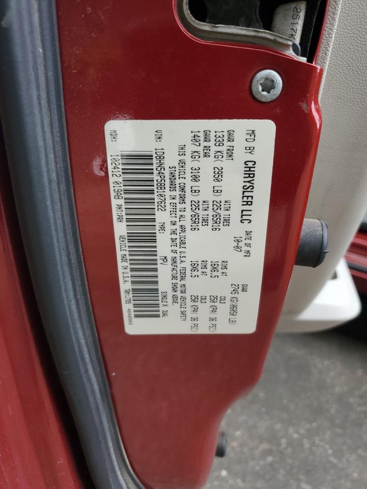 2008 Dodge Grand Caravan Sxt VIN: 1D8HN54P58B107622 Lot: 80317165