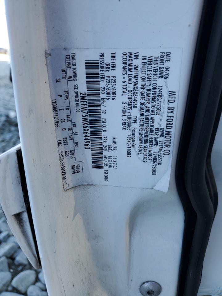 2006 Mercury Grand Marquis Ls VIN: 2MEFM75WX6X644960 Lot: 71301835