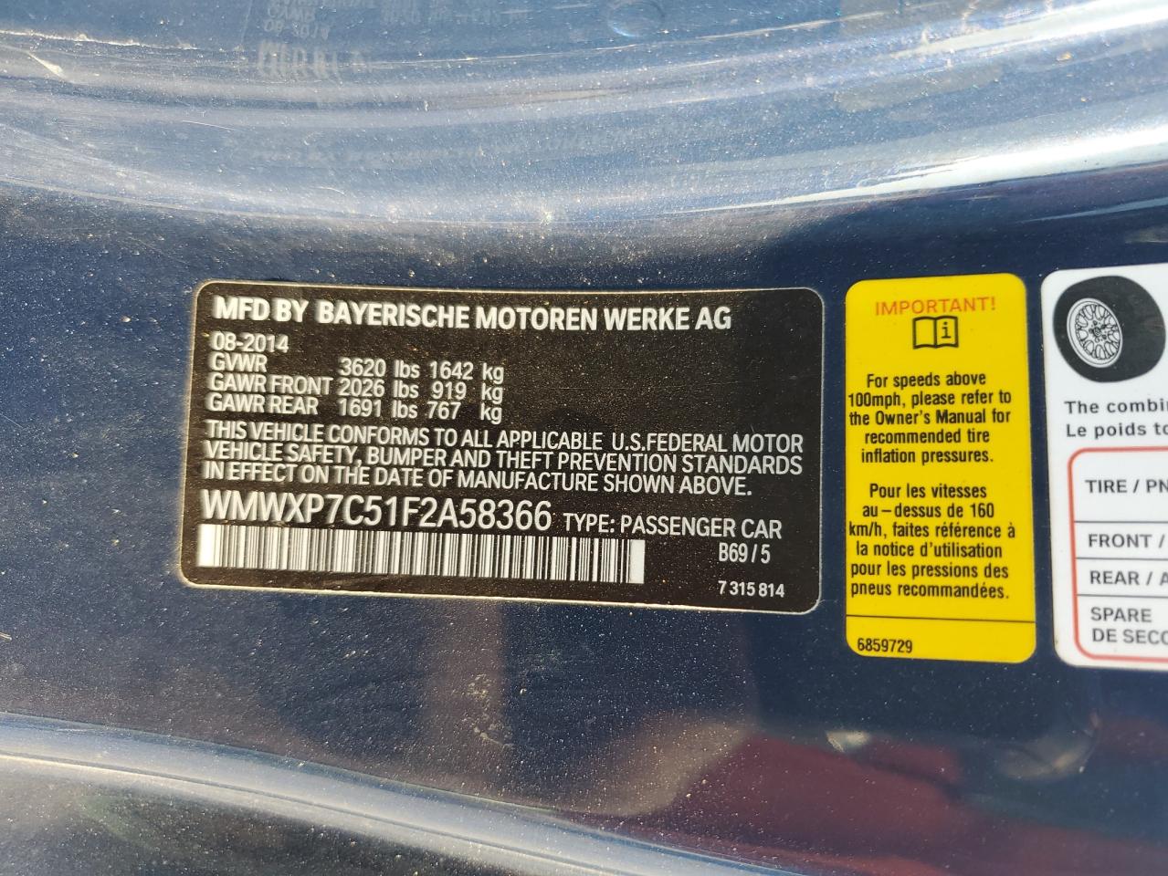 2015 Mini Cooper S VIN: WMWXP7C51F2A58366 Lot: 80881605