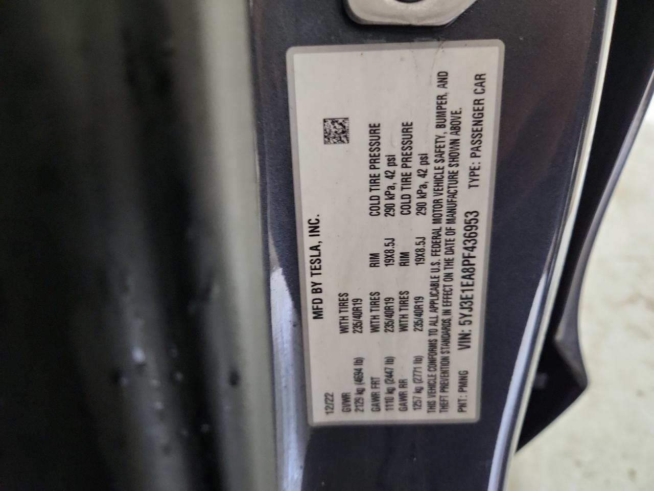2023 Tesla Model 3 VIN: 5YJ3E1EA8PF436953 Lot: 82144455