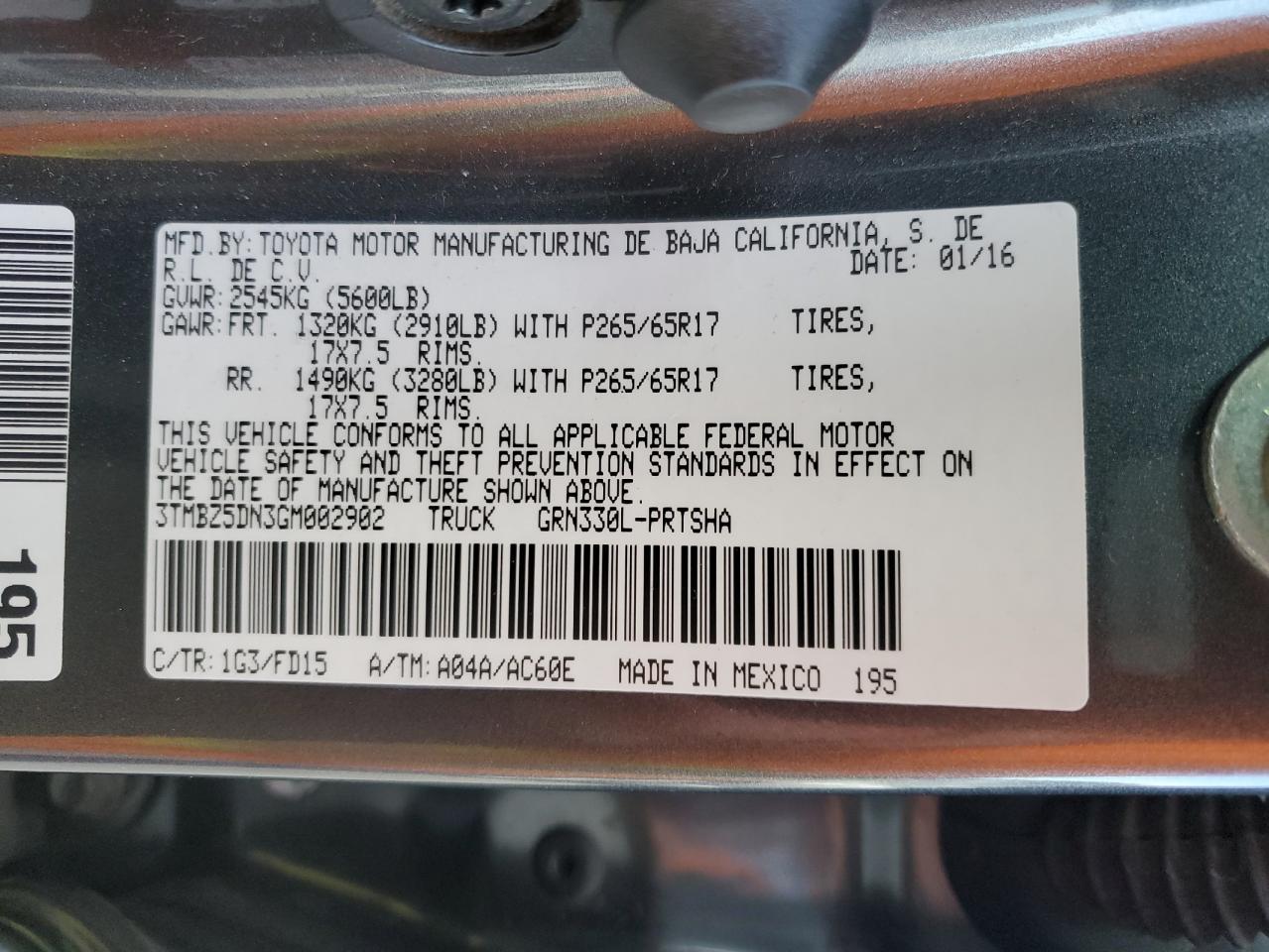 2016 Toyota Tacoma Double Cab VIN: 3TMBZ5DN3GM002902 Lot: 80177705