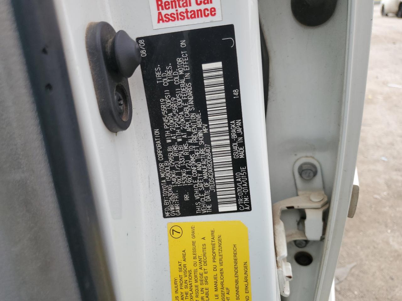 2008 Toyota Highlander Limited VIN: JTEDS42AX82068407 Lot: 81328745