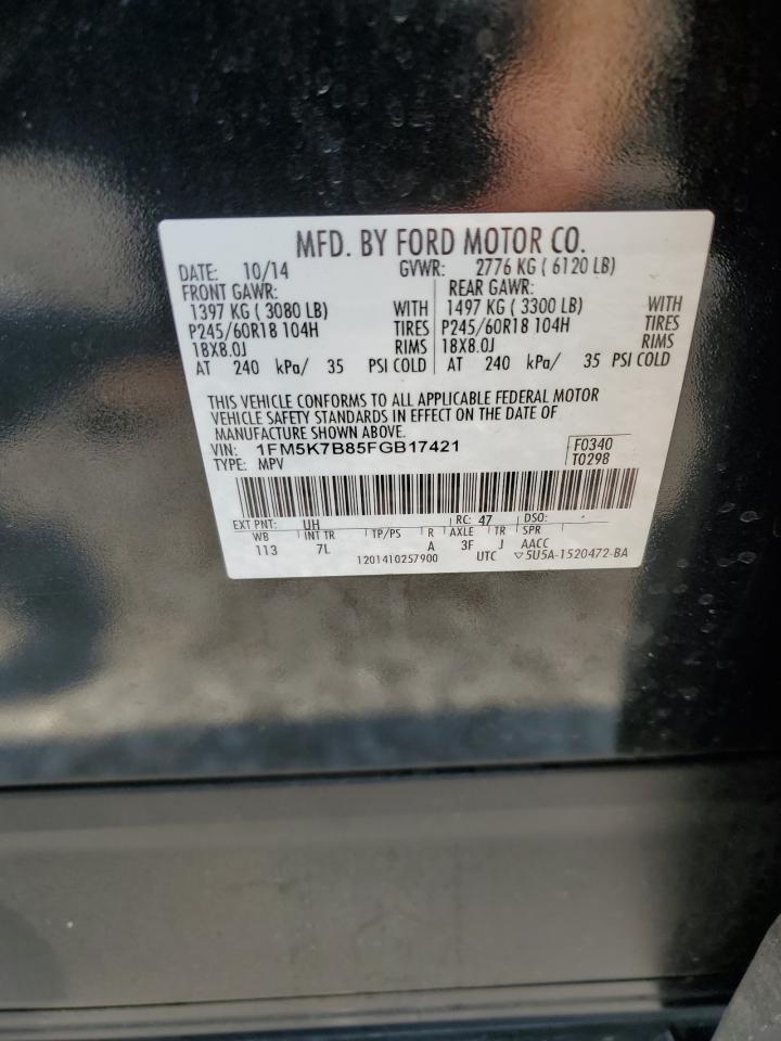 2015 Ford Explorer VIN: 1FM5K7B85FGB17421 Lot: 81110665