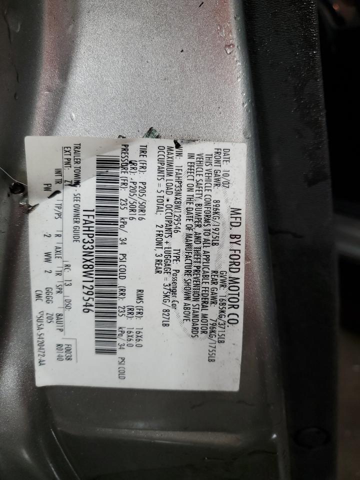 2008 Ford Focus Se VIN: 1FAHP33NX8W129546 Lot: 83998345