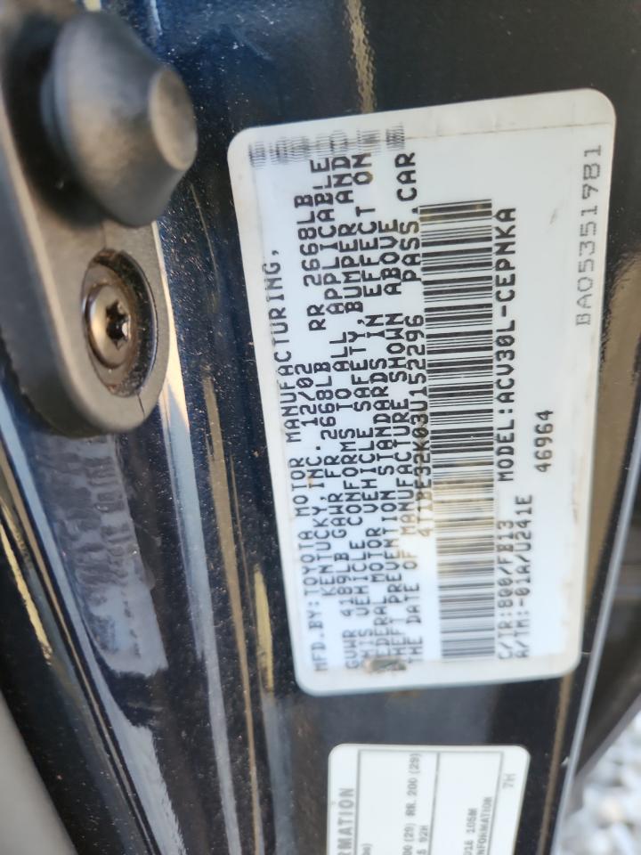 2003 Toyota Camry Le VIN: 4T1BE32K03U152296 Lot: 81488495