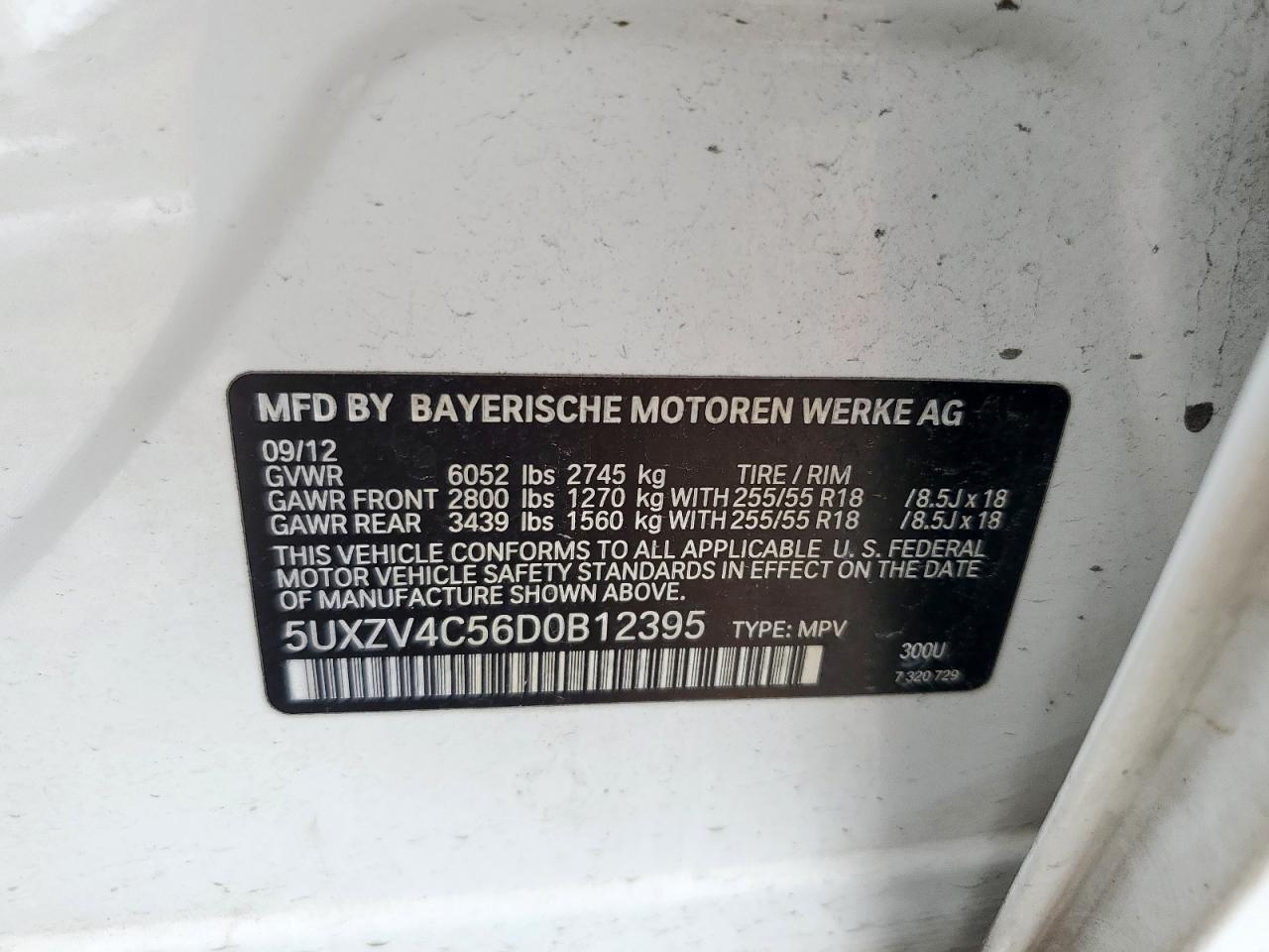 2013 BMW X5 xDrive35I VIN: 5UXZV4C56D0B12395 Lot: 81834755