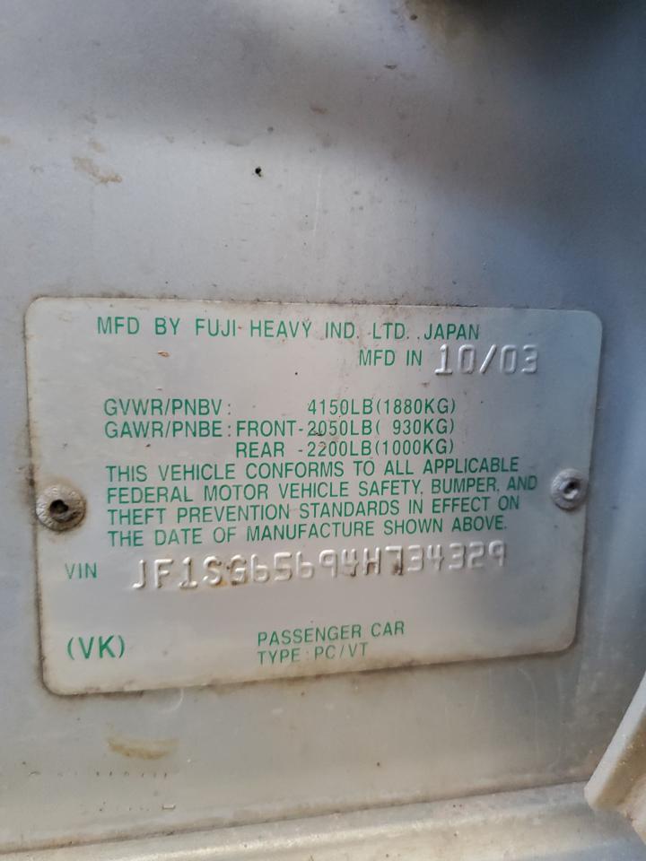 2004 Subaru Forester 2.5Xs VIN: JF1SG65694H734329 Lot: 82090665