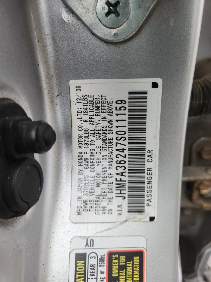 2007 Honda Civic Hybrid VIN: JHMFA36247S011159 Lot: 80619995