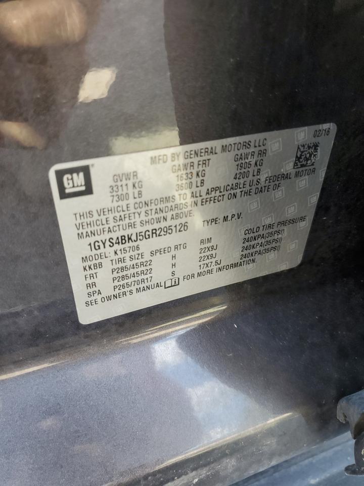 2016 Cadillac Escalade Luxury VIN: 1GYS4BKJ5GR295126 Lot: 80542735