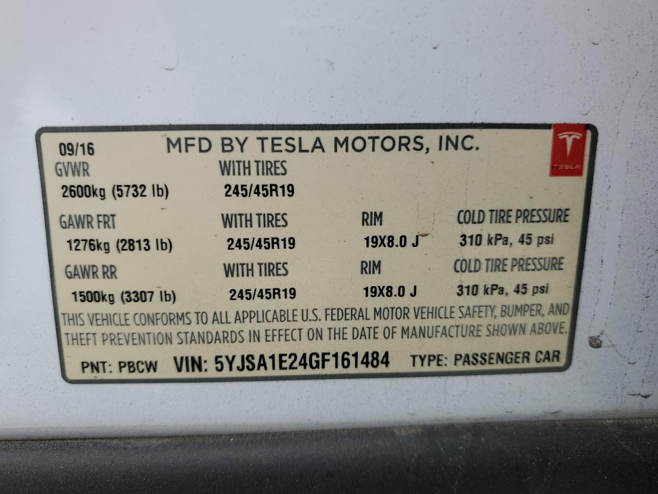 2016 Tesla Model S VIN: 5YJSA1E24GF161484 Lot: 70189095