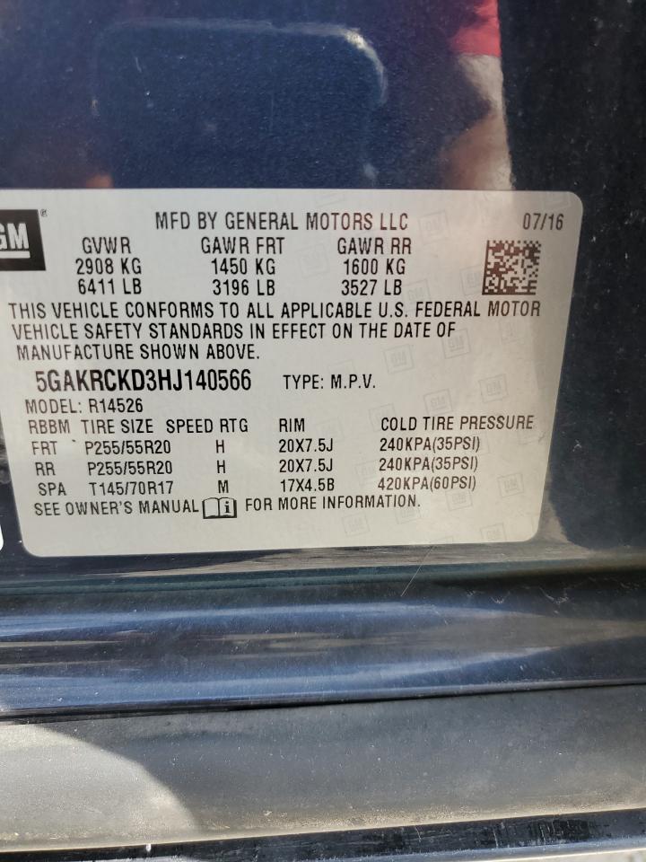 2017 Buick Enclave VIN: 5GAKRCKD3HJ140566 Lot: 84788545