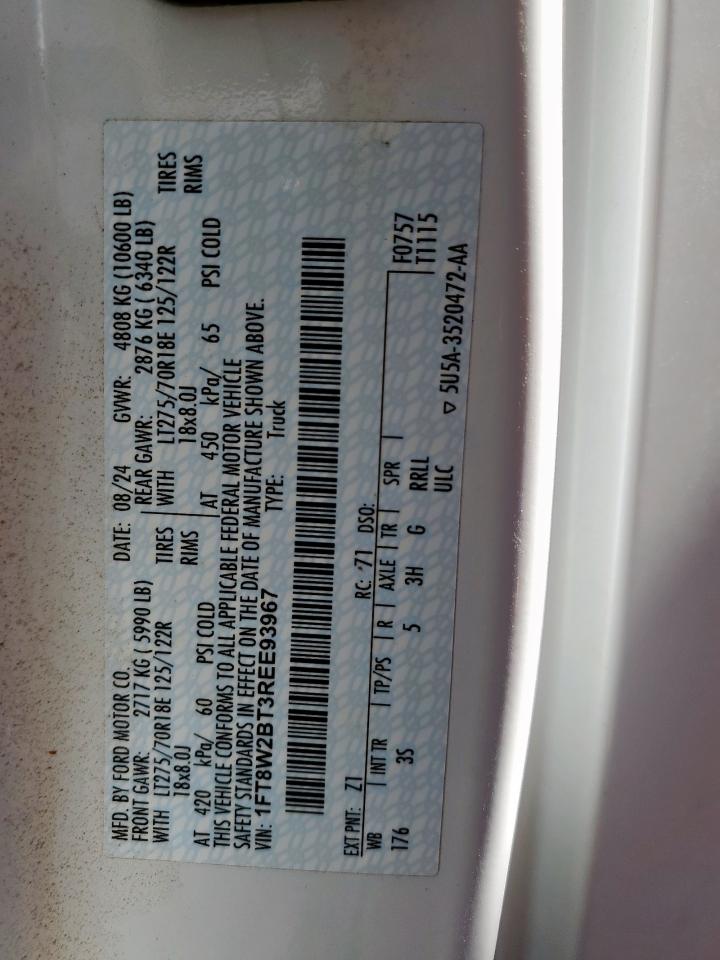 2024 Ford F250 Super Duty VIN: 1FT8W2BT3REE93967 Lot: 69352115