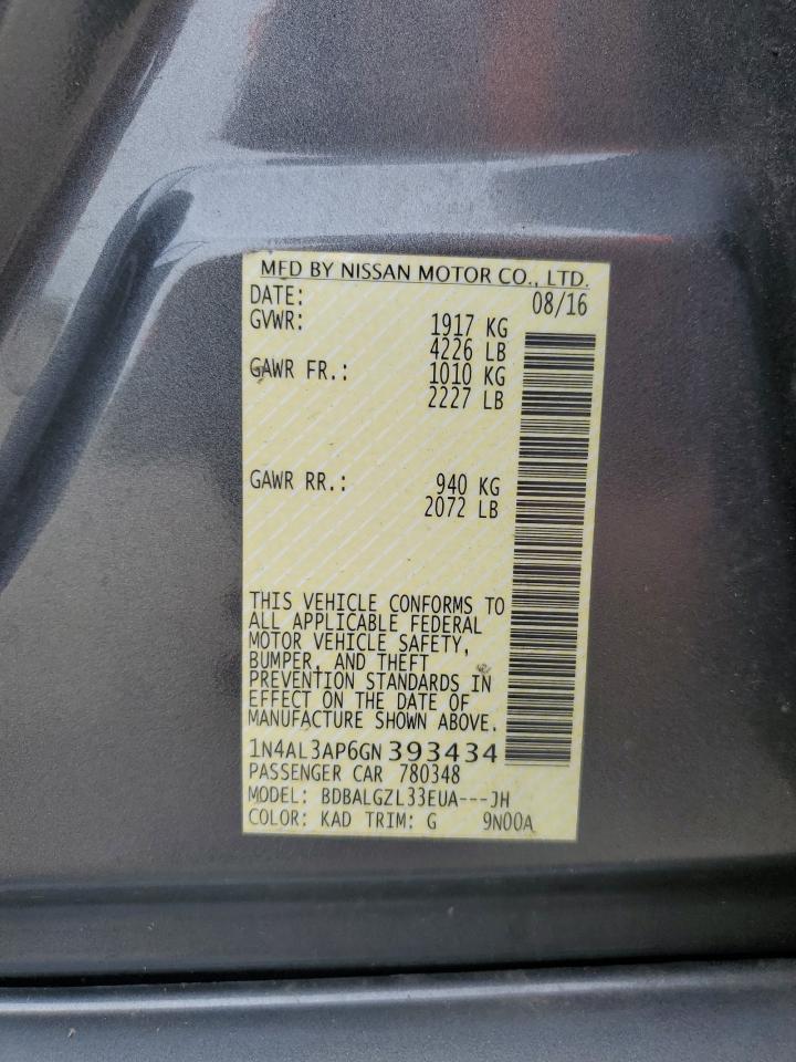 2016 Nissan Altima 2.5 VIN: 1N4AL3AP6GN393434 Lot: 84470985