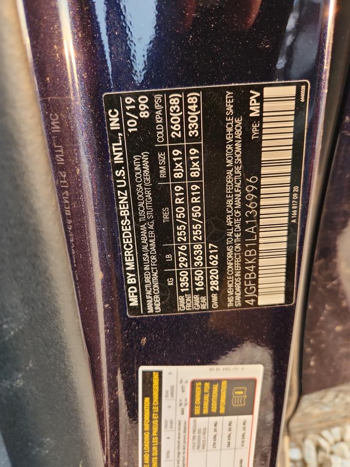 2020 Mercedes-Benz Gle 350 4Matic VIN: 4JGFB4KB1LA136996 Lot: 71300145