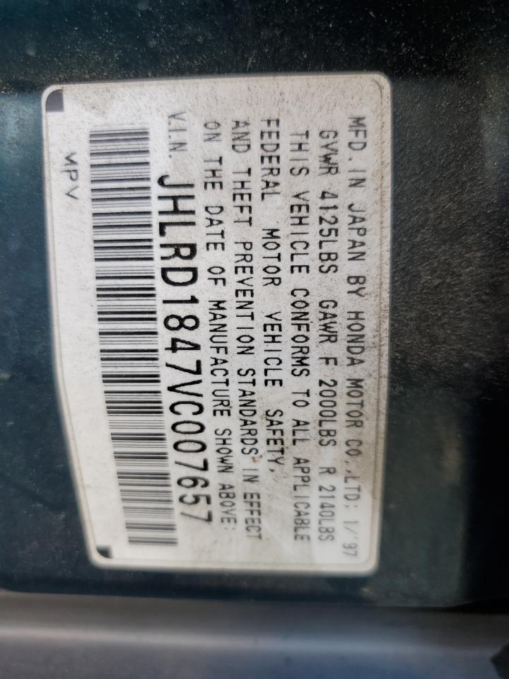 1997 Honda Cr-V Lx VIN: JHLRD1847VC007657 Lot: 71641275