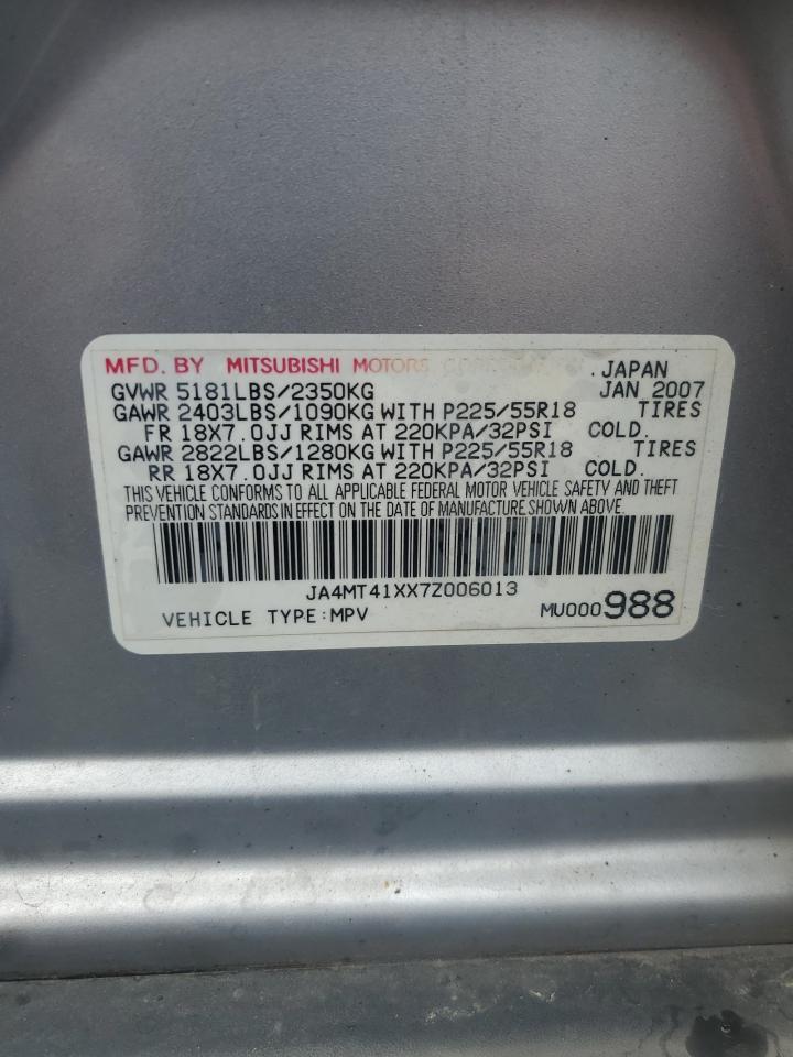 2007 Mitsubishi Outlander Xls VIN: JA4MT41XX7Z006013 Lot: 71686085