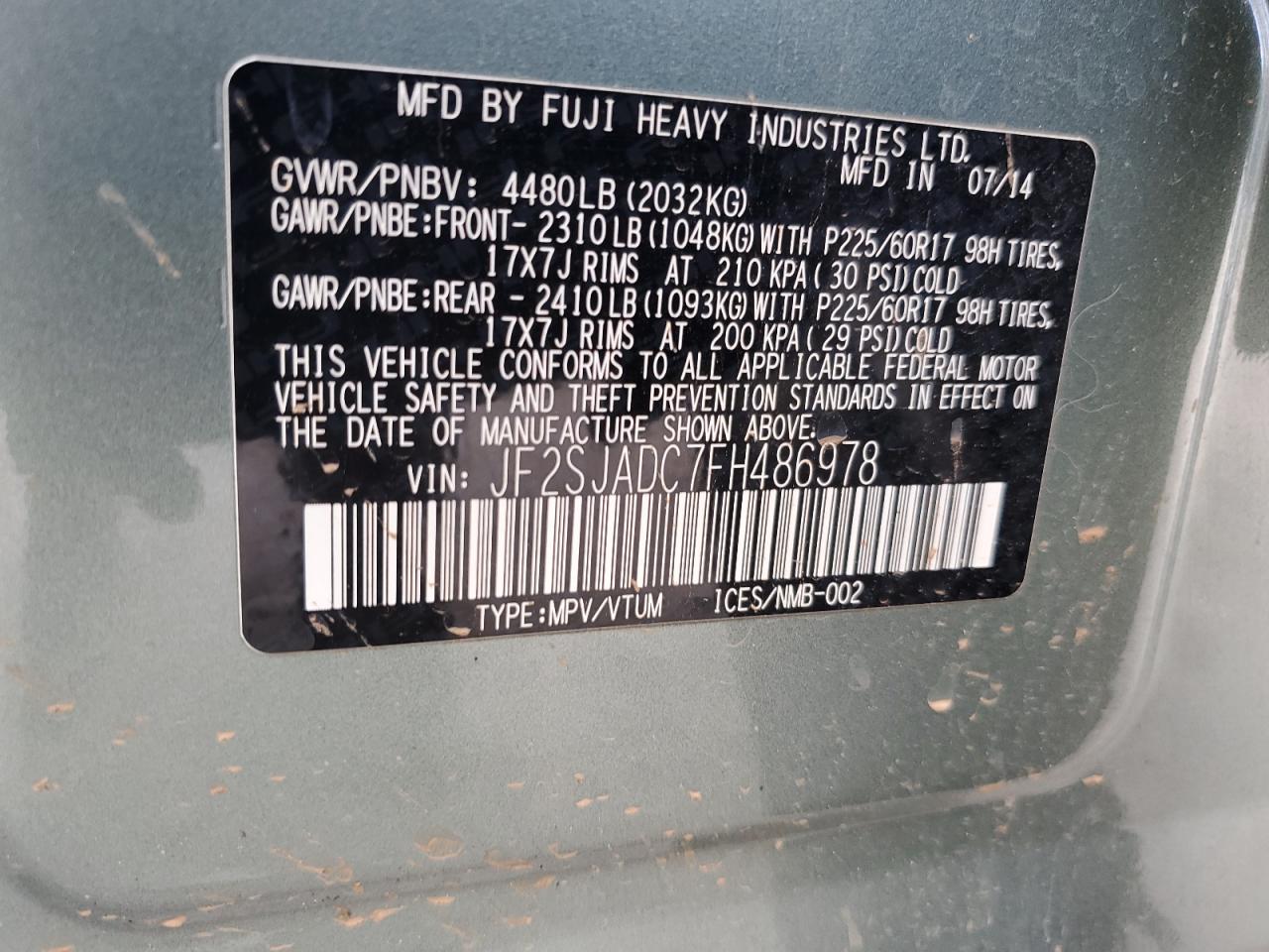 2015 Subaru Forester 2.5I Premium VIN: JF2SJADC7FH486978 Lot: 82127295