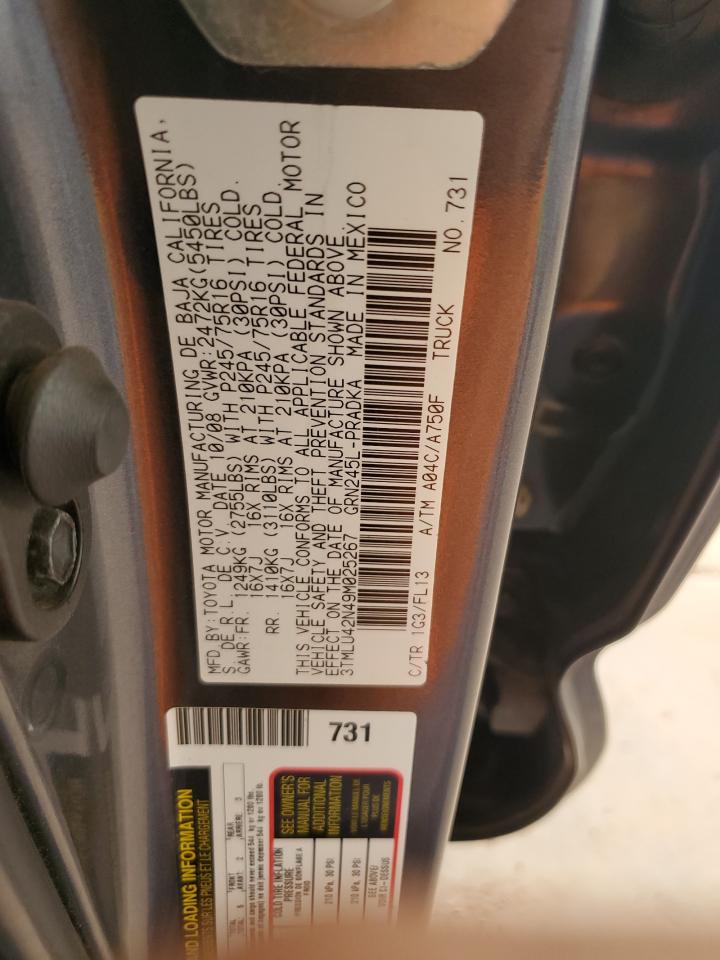 2009 Toyota Tacoma Double Cab VIN: 3TMLU42N49M025267 Lot: 81104875