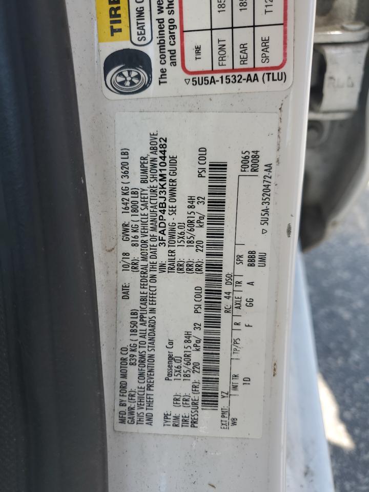 2019 Ford Fiesta Se VIN: 3FADP4BJ3KM104482 Lot: 71532855