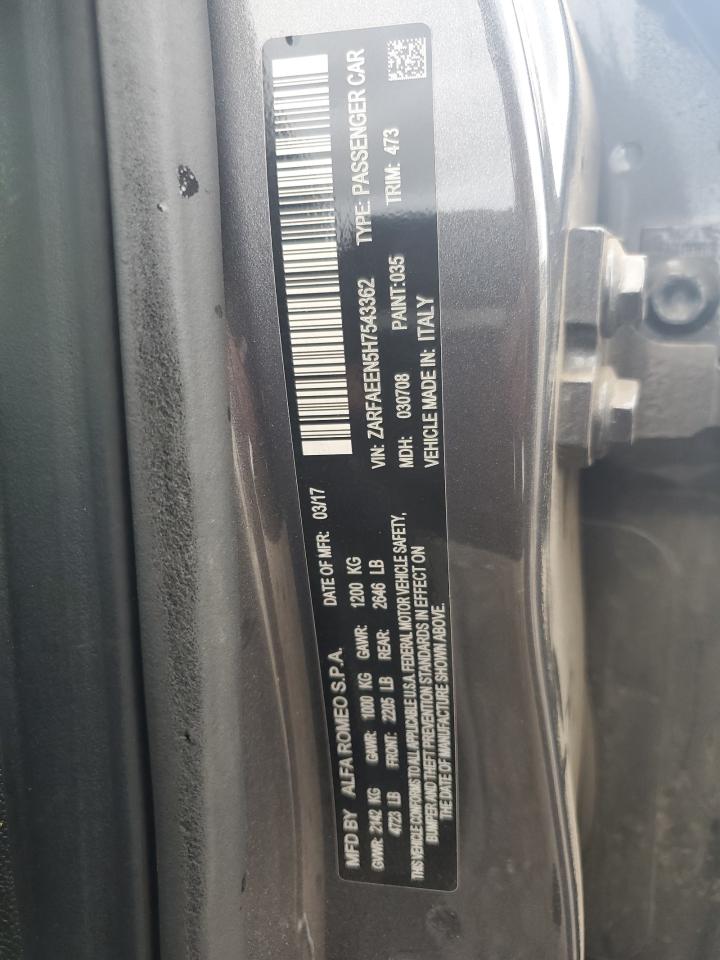 2017 Alfa Romeo Giulia Ti Q4 VIN: ZARFAEEN5H7543362 Lot: 80148605