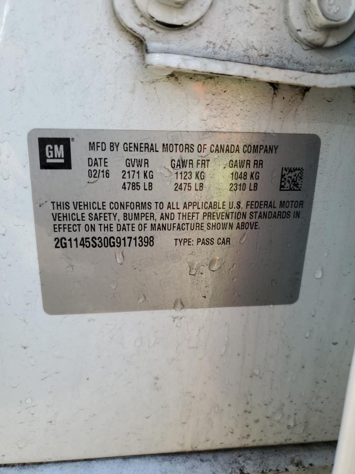 2016 Chevrolet Impala Ltz VIN: 2G1145S30G9171398 Lot: 71834935