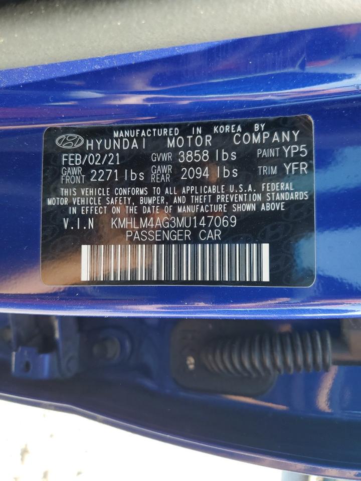 2021 Hyundai Elantra Sel VIN: KMHLM4AG3MU147069 Lot: 80427785