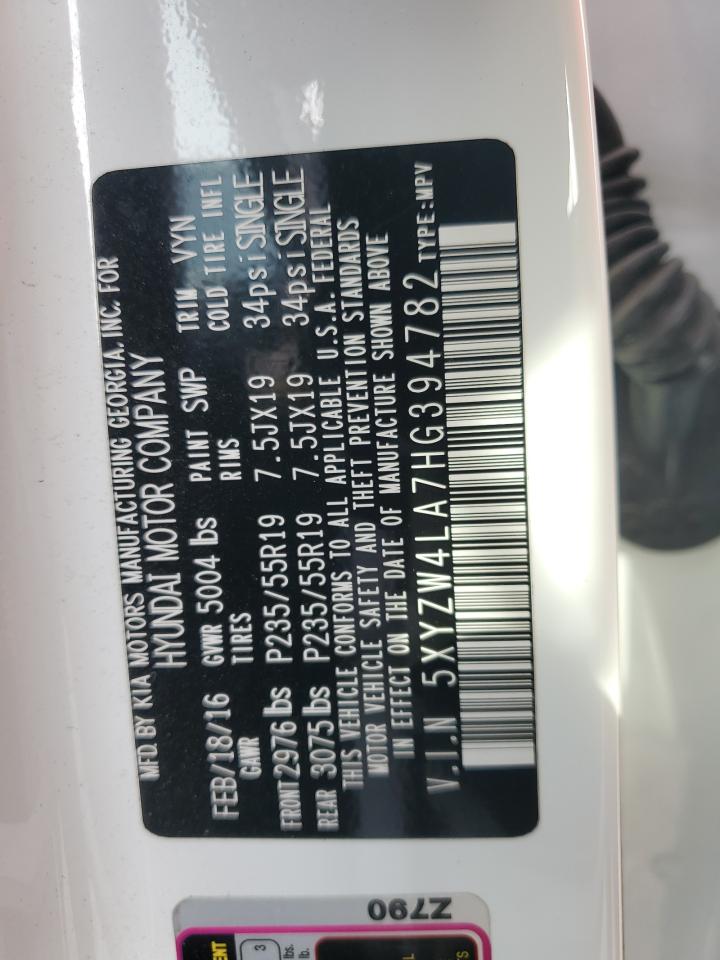 2017 Hyundai Santa Fe Sport VIN: 5XYZW4LA7HG394782 Lot: 81558145