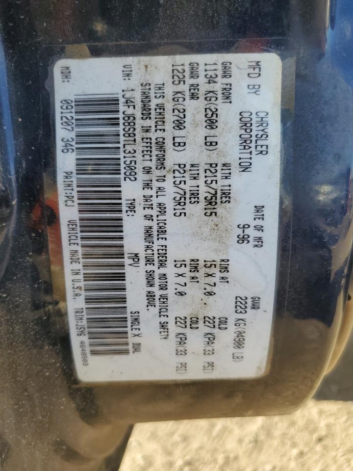 1996 Jeep Cherokee Sport VIN: 1J4FJ68S8TL315092 Lot: 84471795