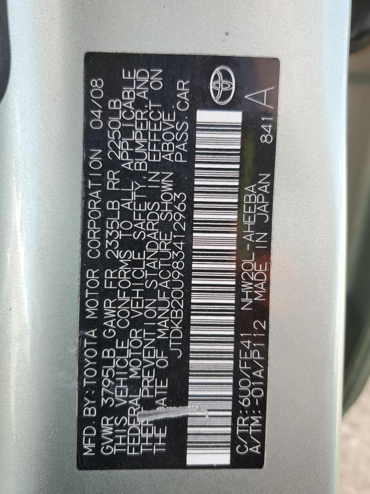 2008 Toyota Prius VIN: JTDKB20U983412963 Lot: 70912595
