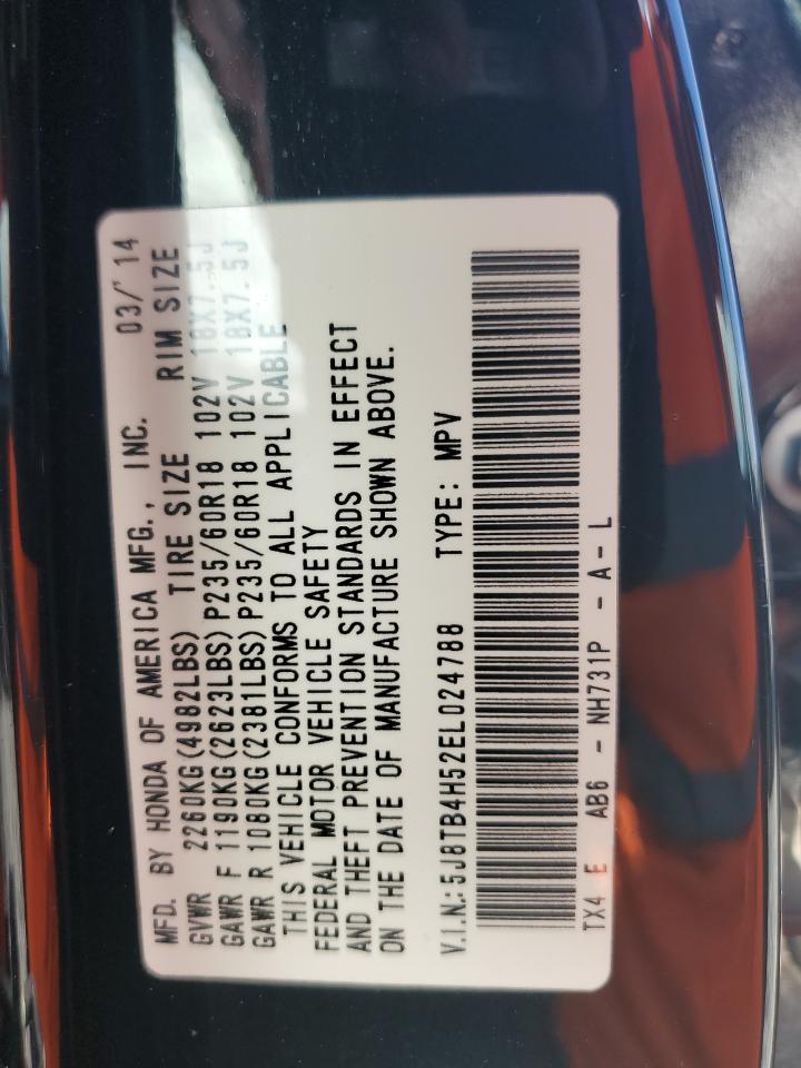 2014 Acura Rdx Technology VIN: 5J8TB4H52EL024788 Lot: 84359505