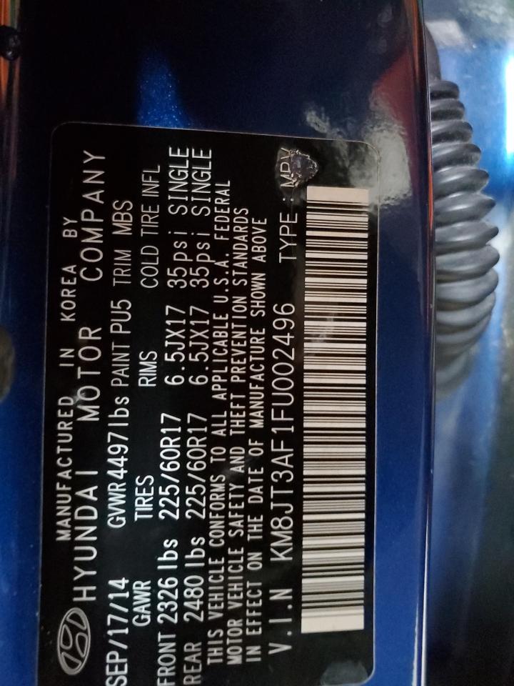 2015 Hyundai Tucson Gls VIN: KM8JT3AF1FU002496 Lot: 81570515