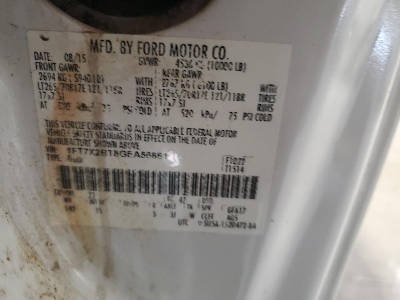 2016 Ford F250 Super Duty VIN: 1FT7X2BT8GEA56861 Lot: 70669355