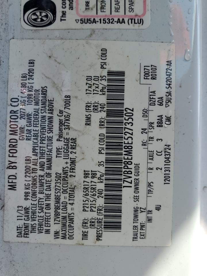 2014 Ford Mustang VIN: 1ZVBP8EM8E5273502 Lot: 71125485