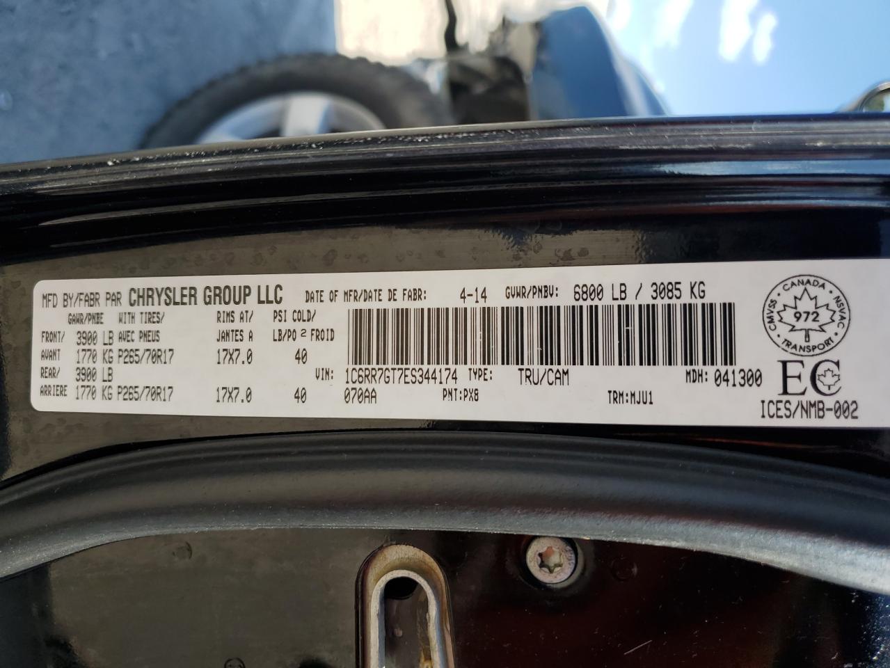 2014 Ram 1500 Slt VIN: 1C6RR7GT7ES344174 Lot: 84726135