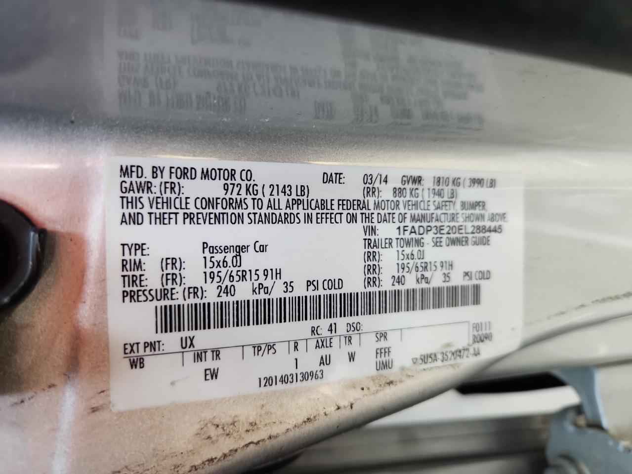 2014 Ford Focus S VIN: 1FADP3E20EL288445 Lot: 81096045