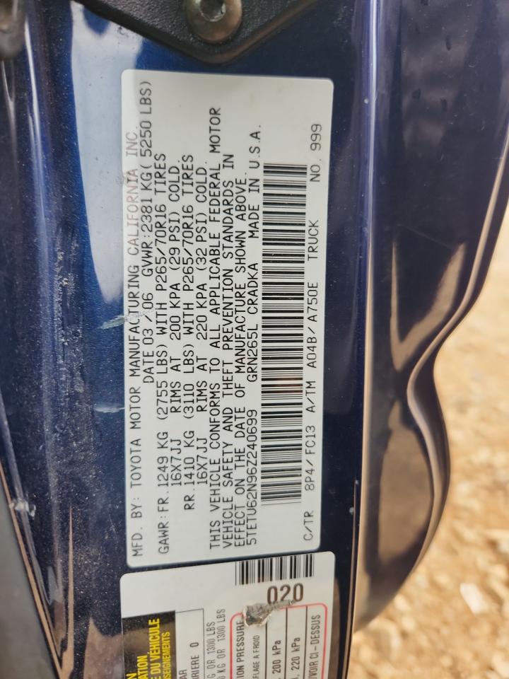 2006 Toyota Tacoma Prerunner Access Cab VIN: 5TETU62N96Z240699 Lot: 83969785