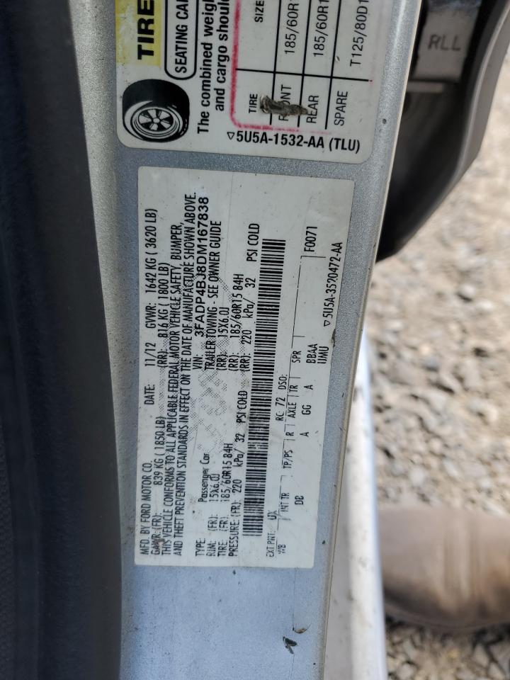 2013 Ford Fiesta Se VIN: 3FADP4BJ8DM167838 Lot: 71973715