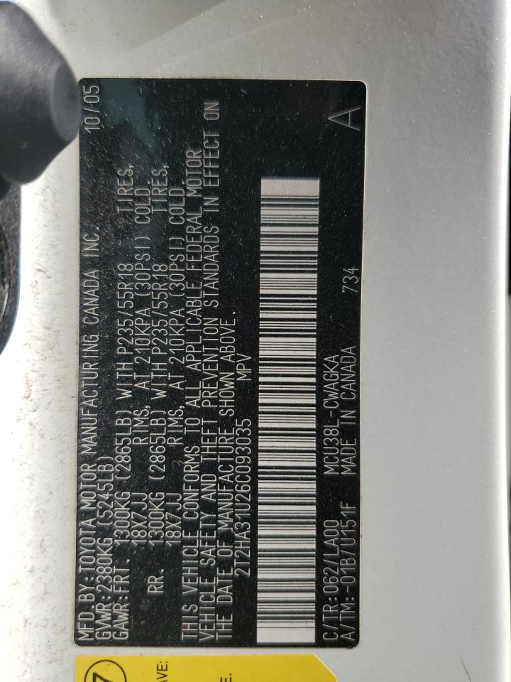 2006 Lexus Rx 330 VIN: 2T2HA31U26C093035 Lot: 84742485