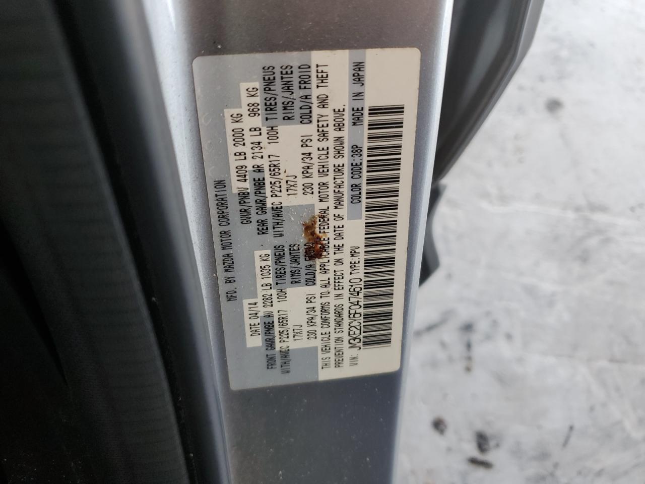 2015 Mazda Cx-5 Touring VIN: JM3KE2CY6F0474610 Lot: 81008965